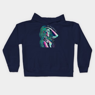 Let That Shit Go (green girl profile, hand on head) Kids Hoodie